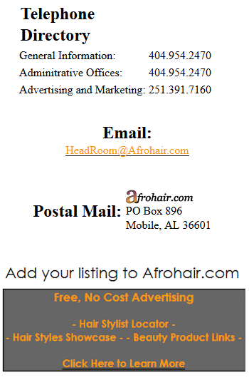 Afrohair.com Contact Page
